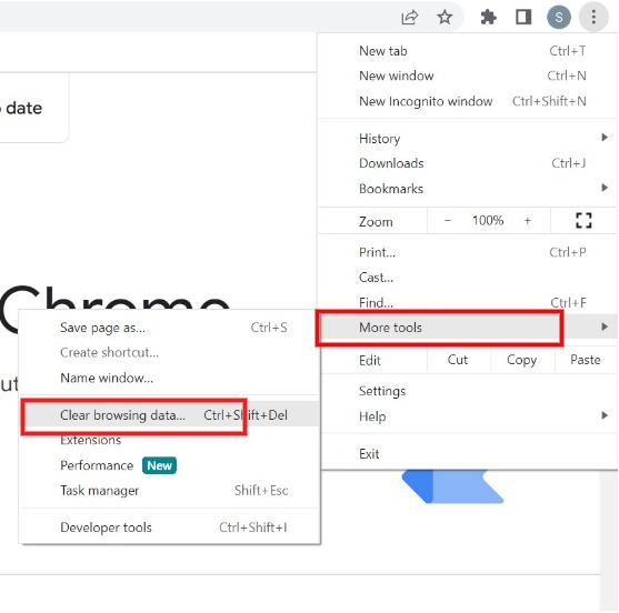 Clearing browsing data in Google Chrome