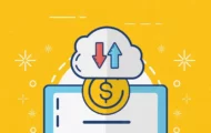 A graphic of a computer screen with a virtual cloud over it.