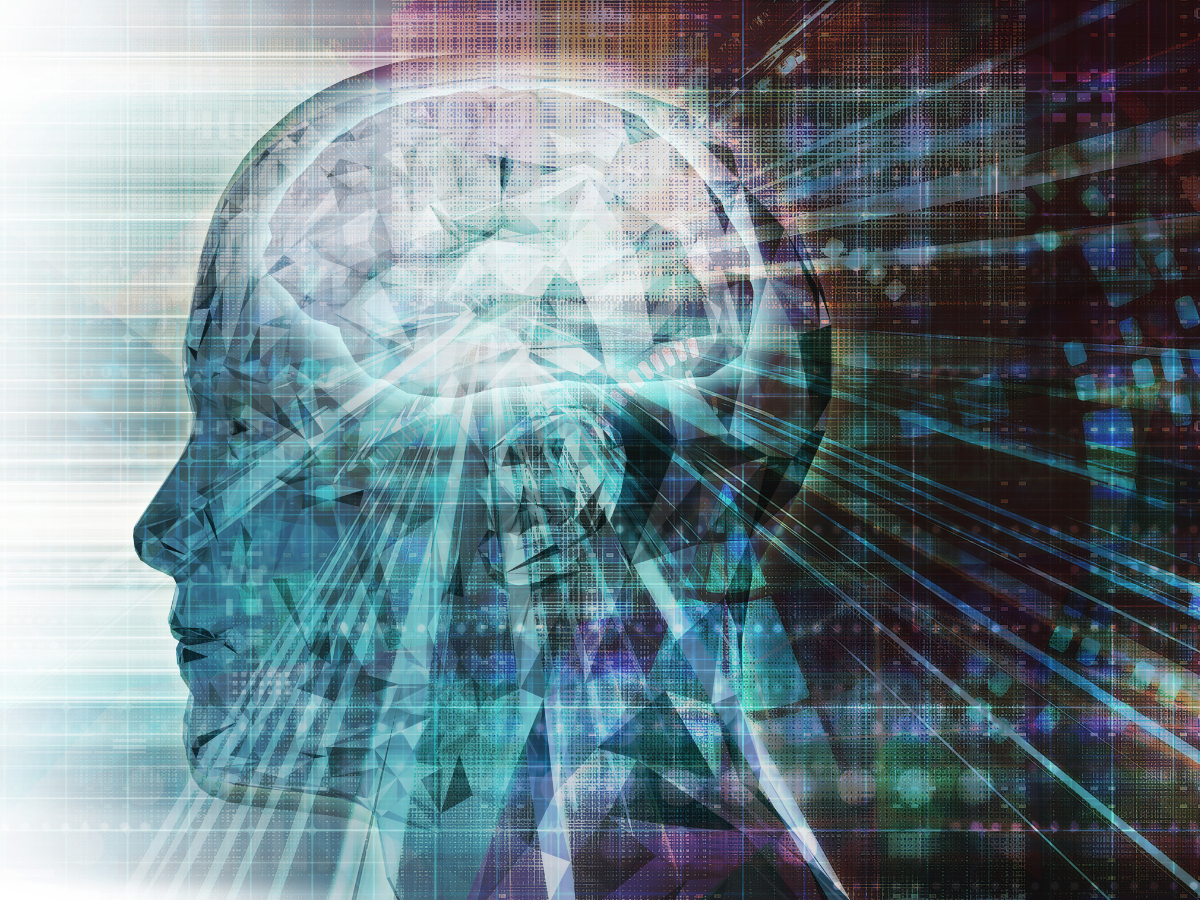 A holographic projection of a man's brain