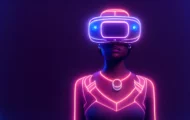 A woman in a virtual reality gear.