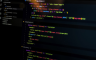 Black computer screen with code