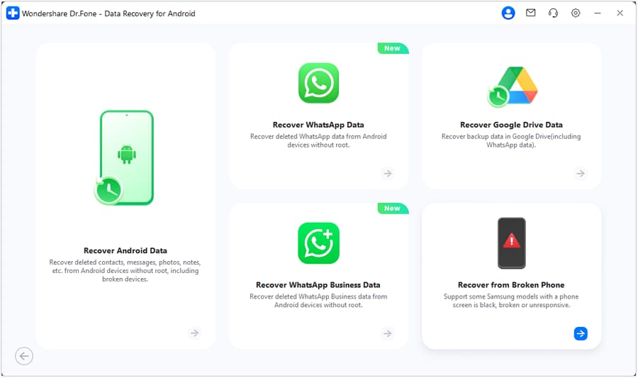 click recover from broken phone feature