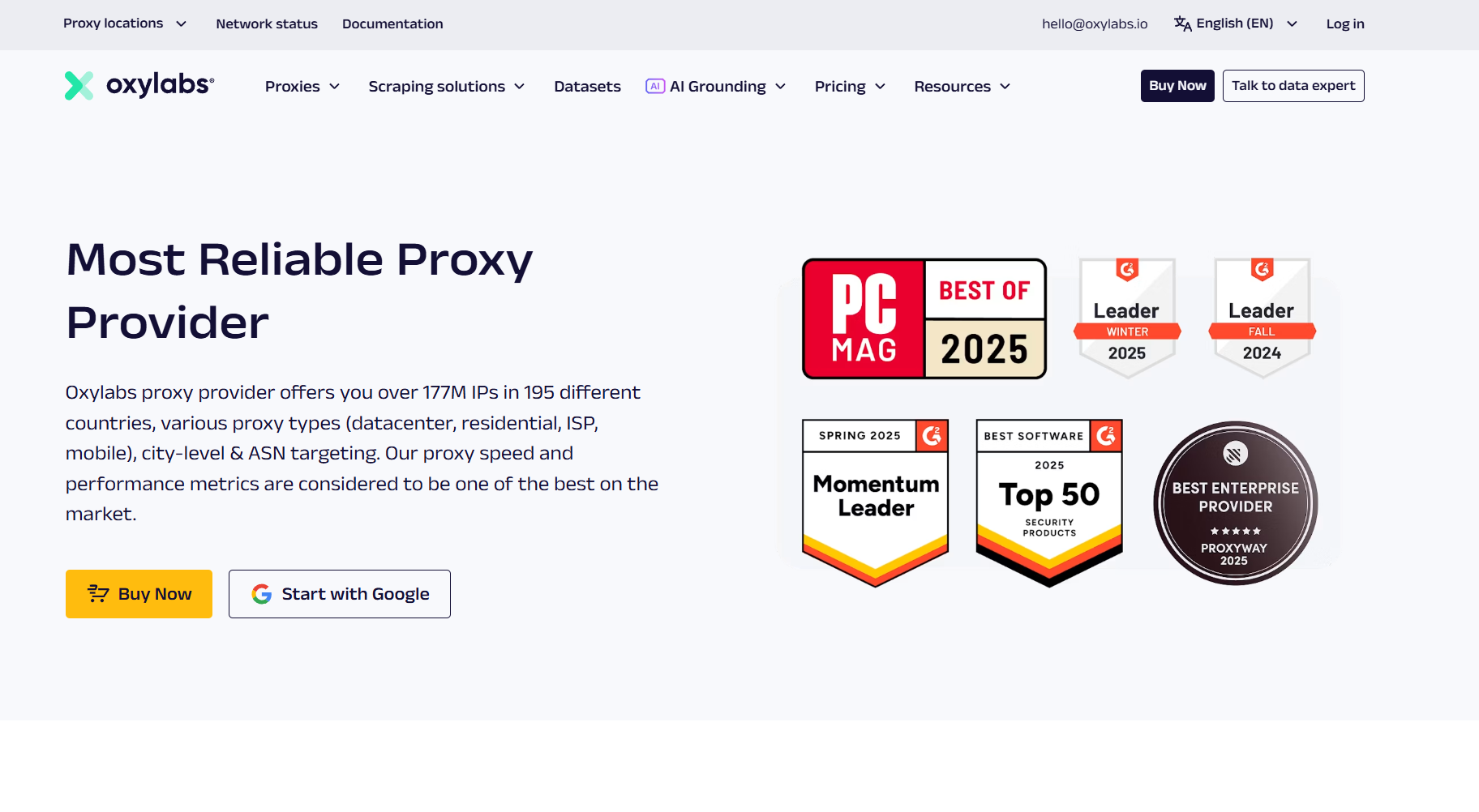 Oxylabs homepage screenshot 