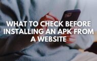 A person using a smartphone, overlaid with the text “What to check before installing an APK from a website